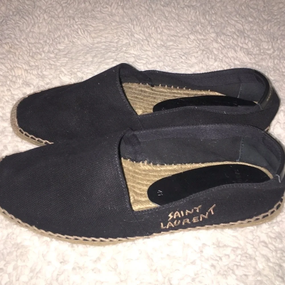 Saint Laurent Embroidered Espadrilles in Black Canvas - Picture 1 of 12